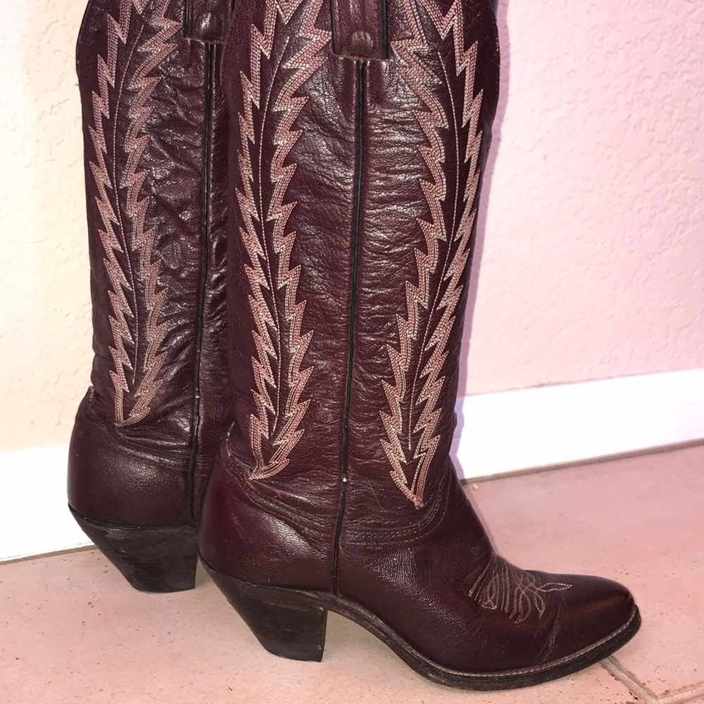 Vintage Embroidered Genuine Leather Cowboy Boots